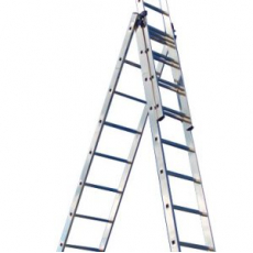 Лестница трехсекционная, универсальная, алюминиевая, 10 ступеней (Hardax) (шт.)