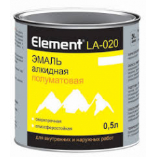 Эмаль Element LA-020 алкидная для внутр.и наружн. работ полуматовая белая 0,5л