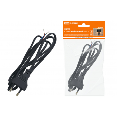 Шнур TDM с плоской вилкой ШУ02 ШВВП 2х0,75мм2 1,7 м. черный