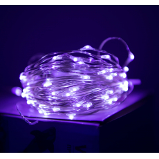 Гирлянда светодиодная "Нить", SE-STRING-10100P, 10м, 100 LED, фиолетовый, серебр. шнур 1,5м