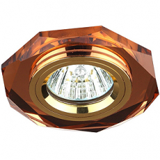 Светильник точечный Эра DK 5 GD/BR декор "стекло многогранник" (50W/GU5.3/12/220V) коричн./золото