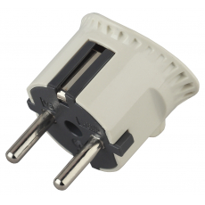 Вилка Эра плоская c/з 16A прямой ввод белая