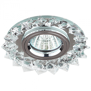 Светильник точечный Эра DK 44 SL/WH/CH декор "острые кристаллы" (50W/MR16/12/220V) зеркальный/прозра