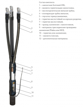 Муфта концевая 3КВТп-10 (150-240)с наконечниками(непаяный комплект заземления)