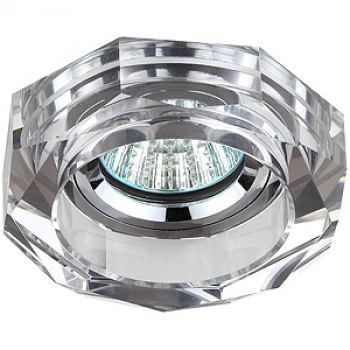 Светильник точечный Эра DK 6 CH/SL декор стекло объёмный многогранник (50W/GU5.3/12/220V) хром/зерка