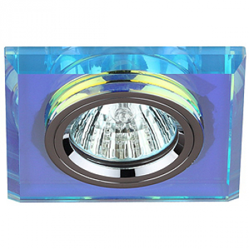 Светильник точечный Эра DK 8 СH/PR декор "стекло квадрат" (50W/MR16/12/220V) хром/перламутр