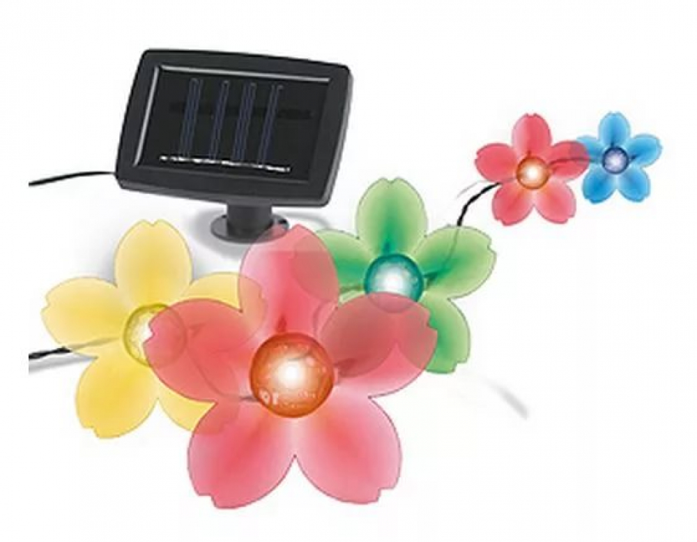 Светильник садовый Эра SL-PL600-FLW20 "Цветы" солн.бат, пластик, прозрачный, длина гирлянды - 600 см
