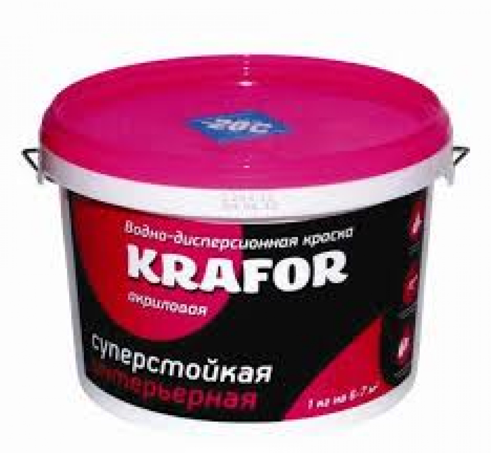 Краска Krafor ВД интер.суперстойкая 1,5кг (розов)