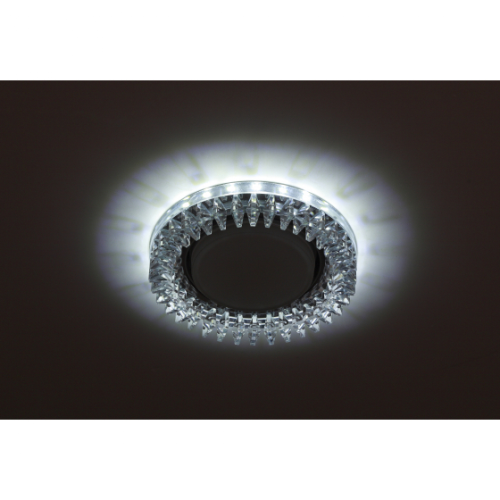 Светильник точечный Эра DK LD20 SL/WH декор со светодиодной подсветкой (13W/GX53/220V) Прозрачный/Бе