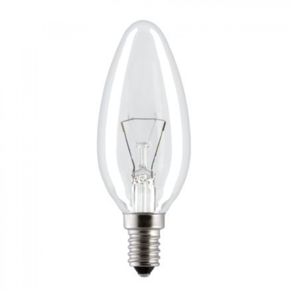 Лампа накаливания GE B35 40W E14 CL свеча прозрачная