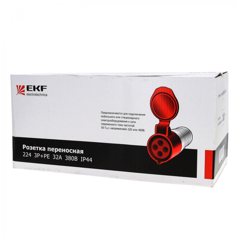 Розетка ЭКФ 214 3Р+РЕ 16А 380В IP44 переносная, артикул ps-214-16-380 ...