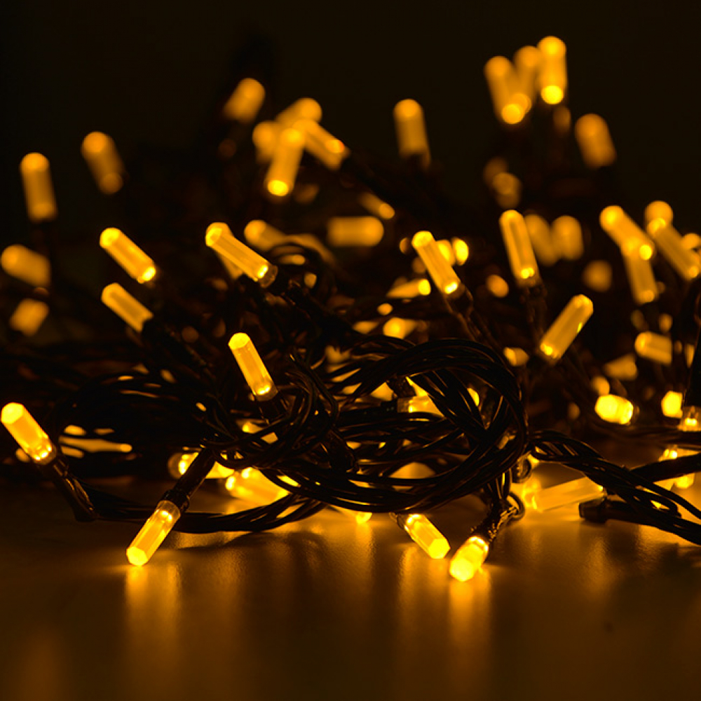 Гирлянда Гирлянда светодиодная "Лучики", SE-RICE-10160Y, 10M, 160 LED, желтый цвет, контроллер, черн