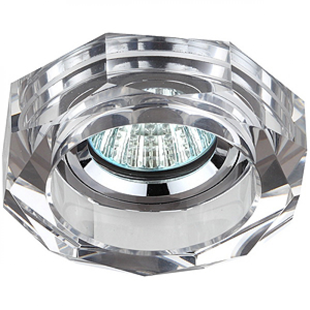 Светильник точечный Эра DK 6 CH/SL декор стекло объёмный многогранник (50W/GU5.3/12/220V) хром/зерка