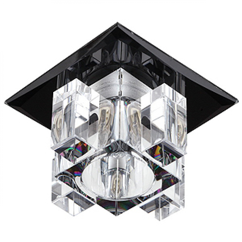 Светильник точечный Эра DK 2 BK/WH декор "хруст. куб с вертик столб." (40W/G9/220V) чёрный/прозрачны